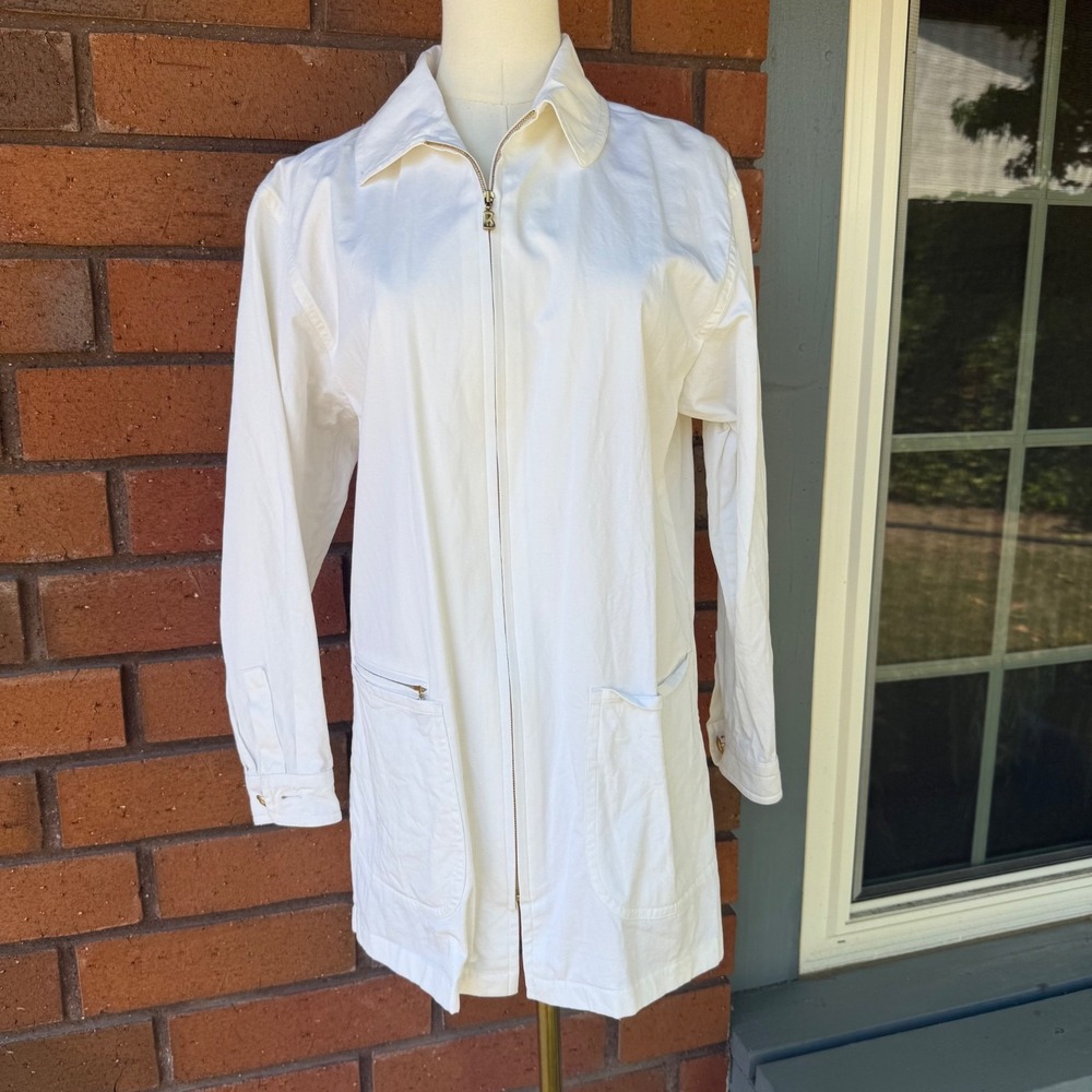 Bogner Jacket Lightweight Collared Windbreaker Full Zip | White |‎ Size 36 Small